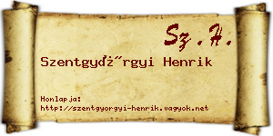 Szentgyörgyi Henrik névjegykártya