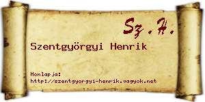 Szentgyörgyi Henrik névjegykártya
